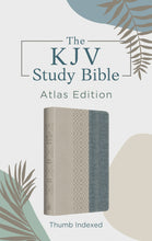 KJV Study Bible (Atlas Edition)-Taupe & Denim Crosshatch DiCarta Indexed