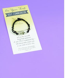 Bracelet-First Communion Cross/Carded-Black
