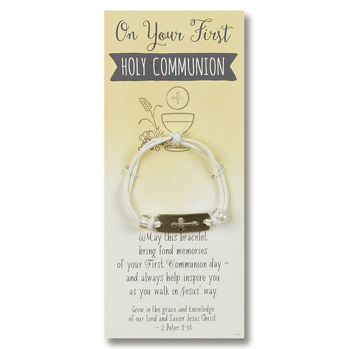 Bracelet-First Communion Cross/Carded-White