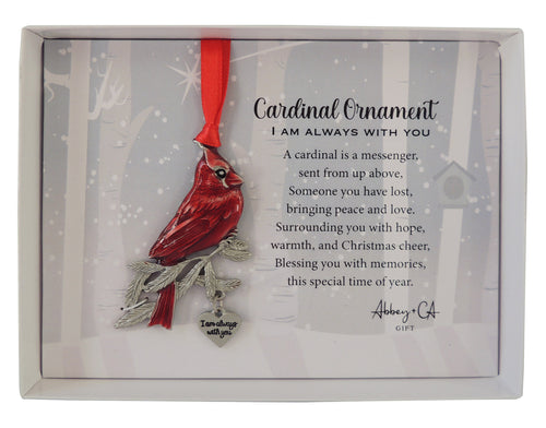 Ornament-Cardinal/I Am Always With You Poem-Window Boxed