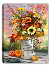 Mini Canvas-Give Thanks Flowers-LED Tabletop w/Timer (8" x 6")