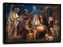 Framed Lighted Canvas w/Timer-The Nativity (14 x 20)