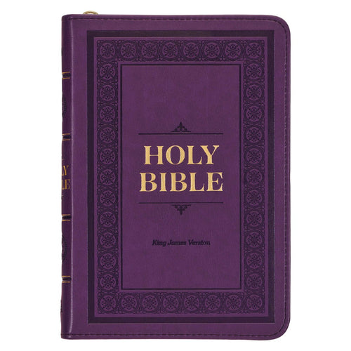 KJV Compact Bible-Purple Faux Leather w/Zipper