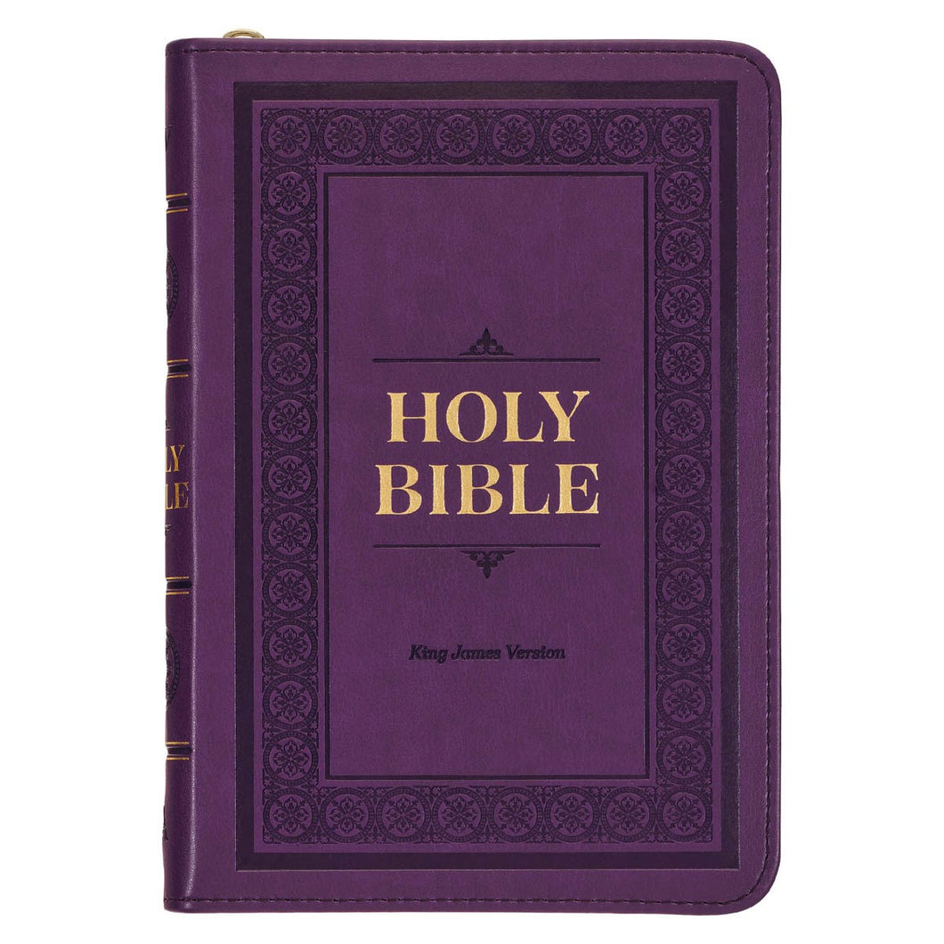 KJV Compact Bible-Purple Faux Leather w/Zipper