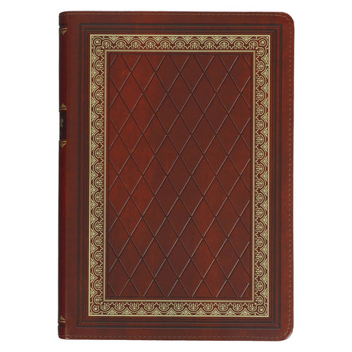 KJV Study Bible-Saddle Tan/Diamond Faux Leather Indexed