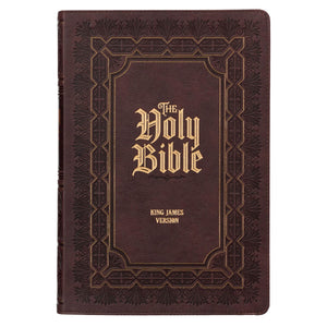 KJV Large Print Study Bible-Dark Brown Faux Leather Indexed