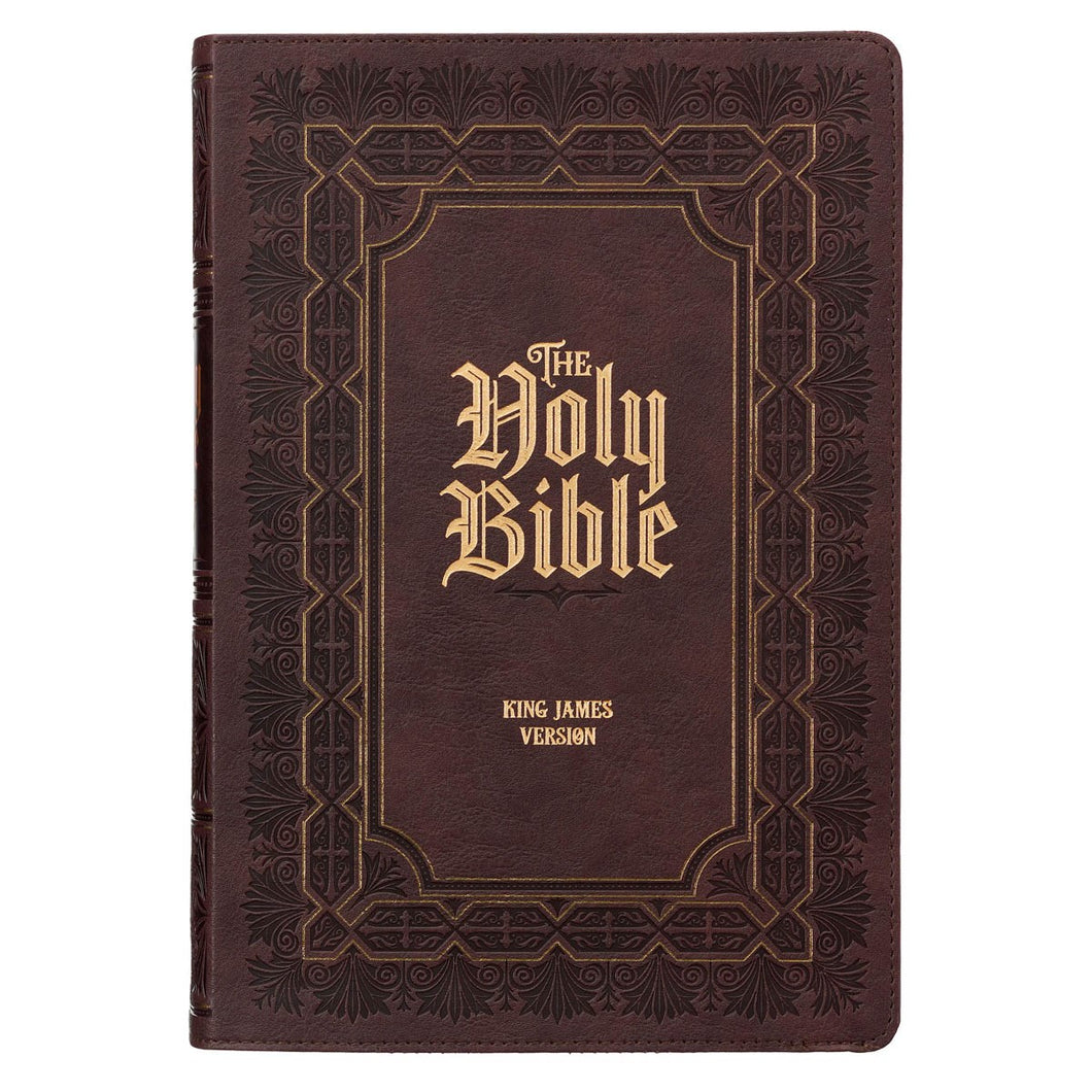 KJV Large Print Study Bible-Dark Brown Faux Leather Indexed
