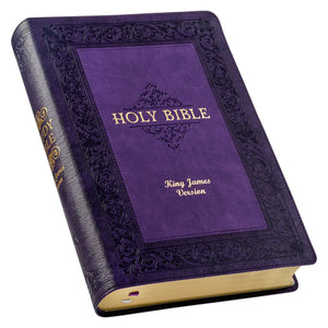KJV Large Print Study Bible-Two-Tone Purple Faux Leather Indexed