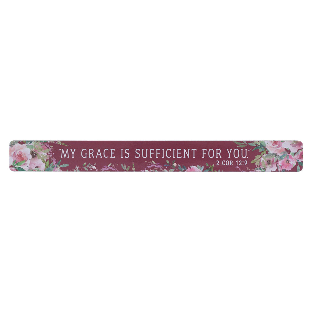 Magnetic Strip Purple Floral My Grace is Sufficient 2 Cor. 12:9 (Pack Of 6)