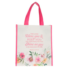 Tote-Pink/White Floral Bless You Num. 6:24-25