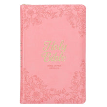 KJV Deluxe Gift Bible-Pink Floral Faux Leather w/Zipper