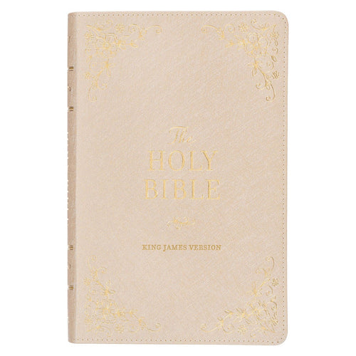 KJV Deluxe Gift Bible-Pearlescent Taupe Faux Leather