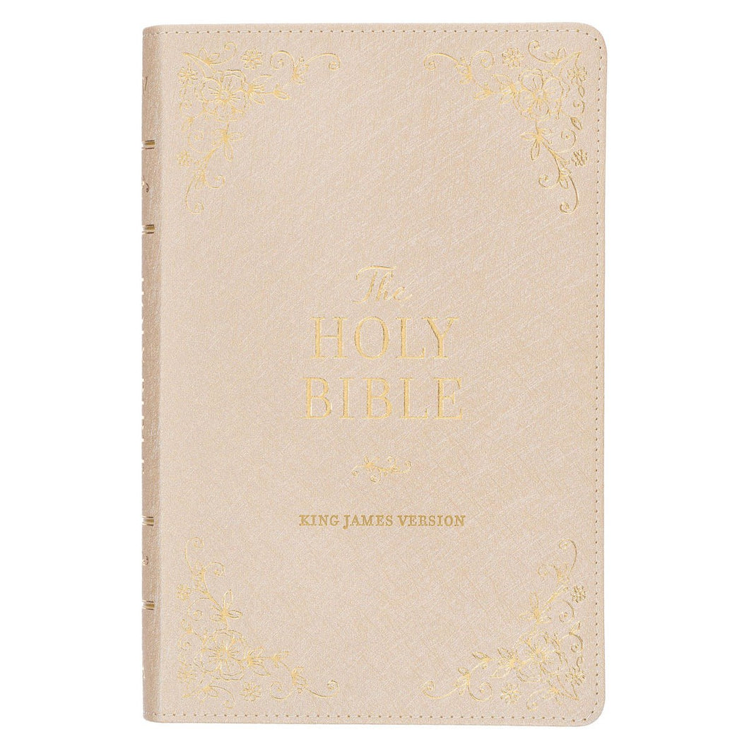 KJV Deluxe Gift Bible-Pearlescent Taupe Faux Leather