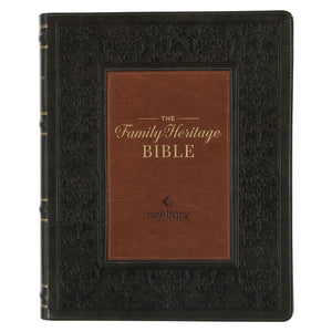 NLT Family Heritage Bible-Dark Olive/Brown Faux Leather