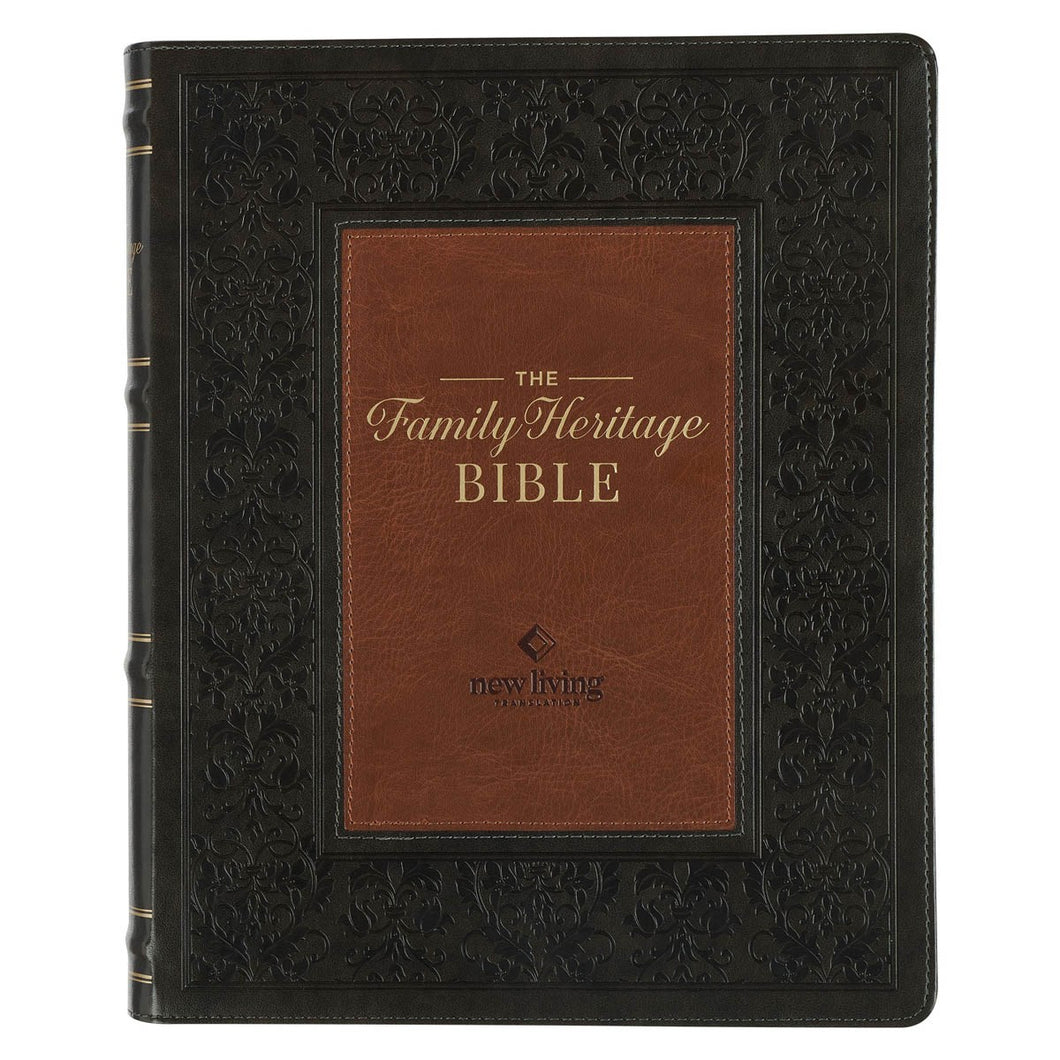 NLT Family Heritage Bible-Dark Olive/Brown Faux Leather