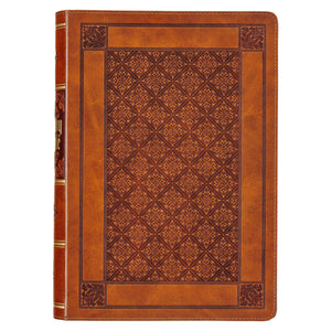 KJV Giant Print Bible (Full-Size)-Brown Diamond Faux Leather