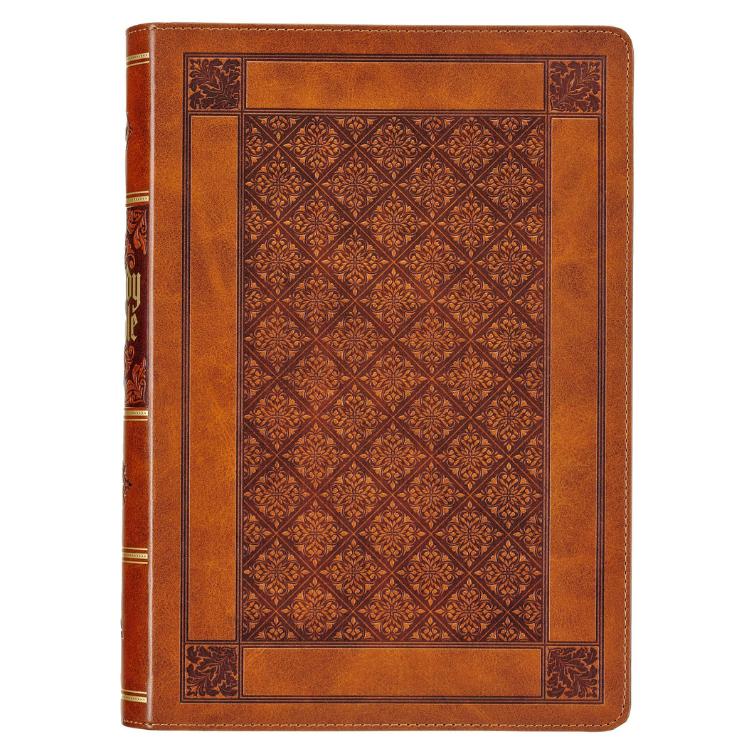 KJV Giant Print Bible (Full-Size)-Brown Diamond Faux Leather