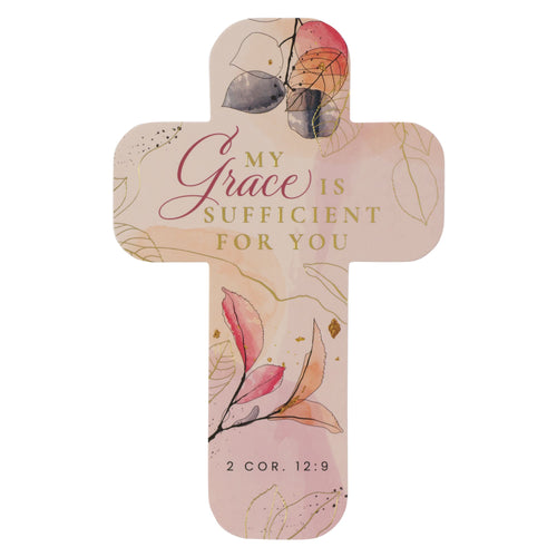 Bookmark-Cross Floral My Grace is Sufficient 2 Cor. 12:9 (Pack Of 12)