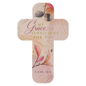 Bookmark-Cross Floral My Grace is Sufficient 2 Cor. 12:9 (Pack Of 12)