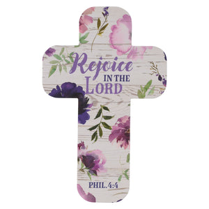 Bookmark-Cross-Purple Floral Rejoice in the Lord Phil. 4:4 (Pack Of 12)