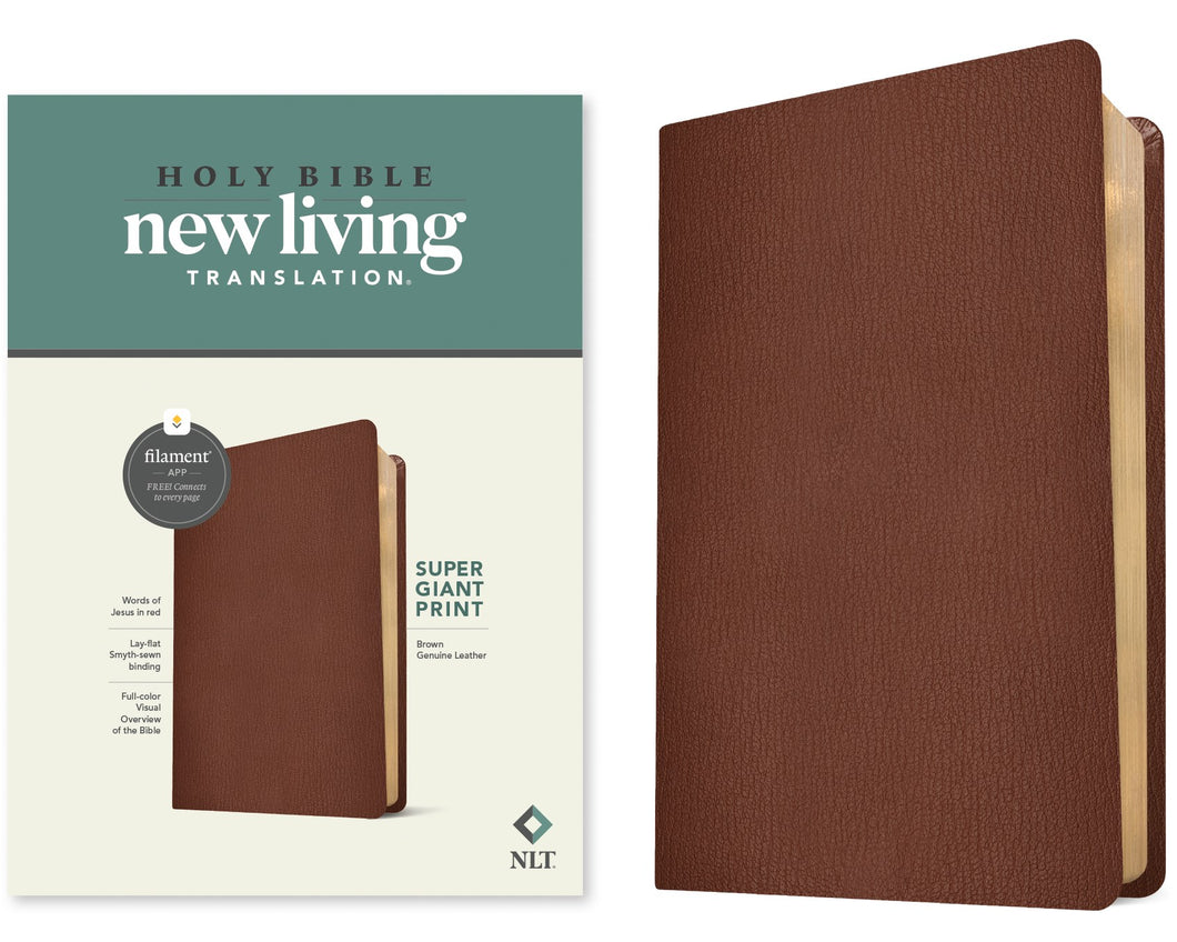 NLT Super Giant Print Bible  Filament-Enabled Edition-Brown Genuine Leather