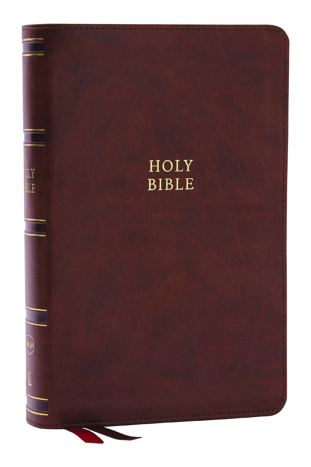 NKJV Single-Column Reference Bible (Comfort Print)-Brown Leathersoft