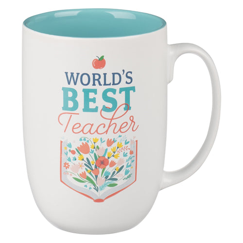 Mug-World's Best Teacher (Ecclesiastes 2:26)-White/Teal (MUG994)