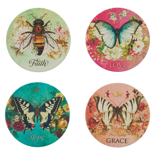 Coaster Set-Butterflies/Bees (Set Of 4)