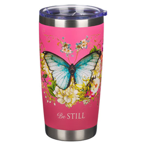 Travel Mug-Pink Butterfly Be Still