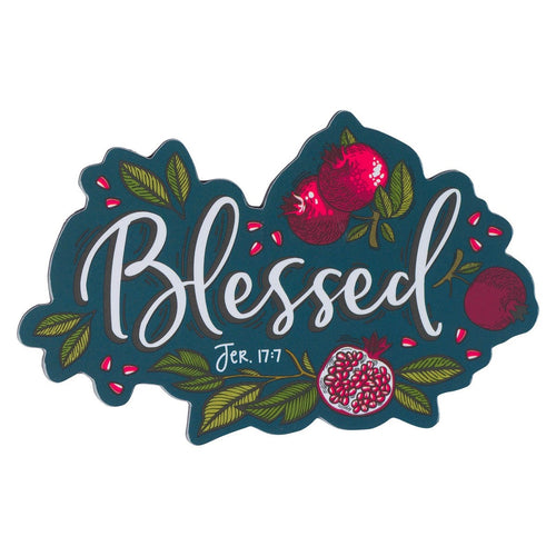 Magnet-Blue Pomegranates Blessed Jer. 17:7
