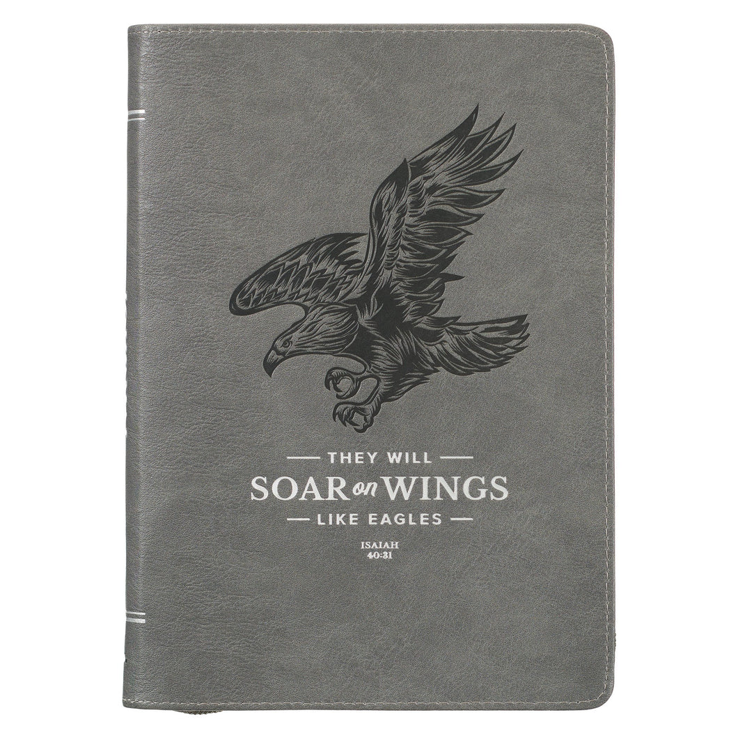 Journal-Classic w/Zip Gray-Wings Like Eagles Isaiah 40:31