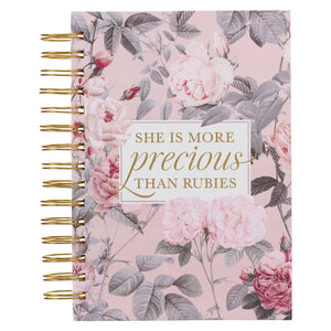 Journal-Wirebound-Pink Floral More Precious Than Rubies Prov. 31:10