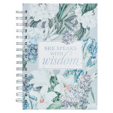 Journal-Wirebound-Blue Floral-She Speaks With Wisdom Prov. 31:26