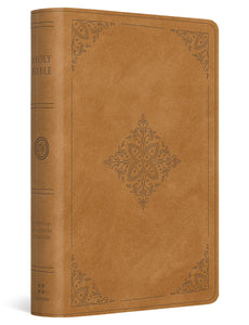 ESV Large Print Bible-Nubuck Caramel Fleur-de-lis Design TruTone