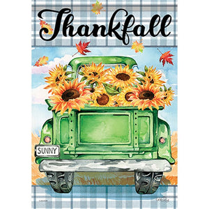 Flag-Garden-Durasoft-Green Truck/Thankfall (12.5" x 18")