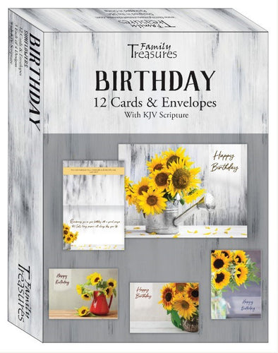 Card-Boxed-Birthday-Sunflowers (Pack Of 12)