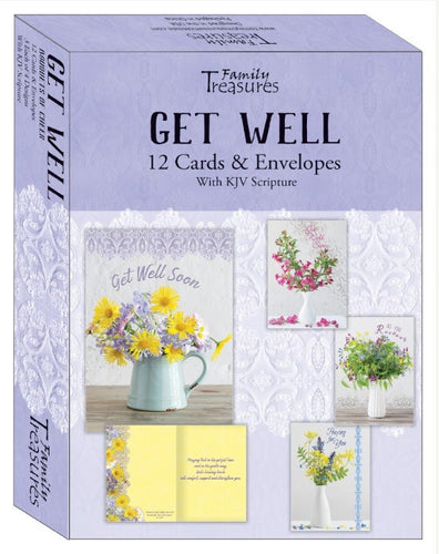 Card-Boxed-Get Well-Bouquets Of Cheer (Pack Of 12)