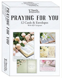 Card-Boxed-Praying For You-Flowers With Bible (Pack Of 12)