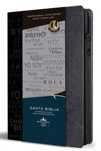 Spanish-RVR 1960 Handy Size Large Print w/Names Of God (Letra Grande Tamano Manual)-Grey Leathersoft Indexed w/Zipper