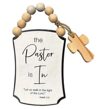 Door Knob Hanger-Pastor Is In/Out (Two-Sided) (Isaiah 2:5)