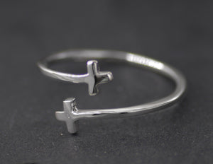 Ring-Eden Merry-Double Cross-Silver Adjustable