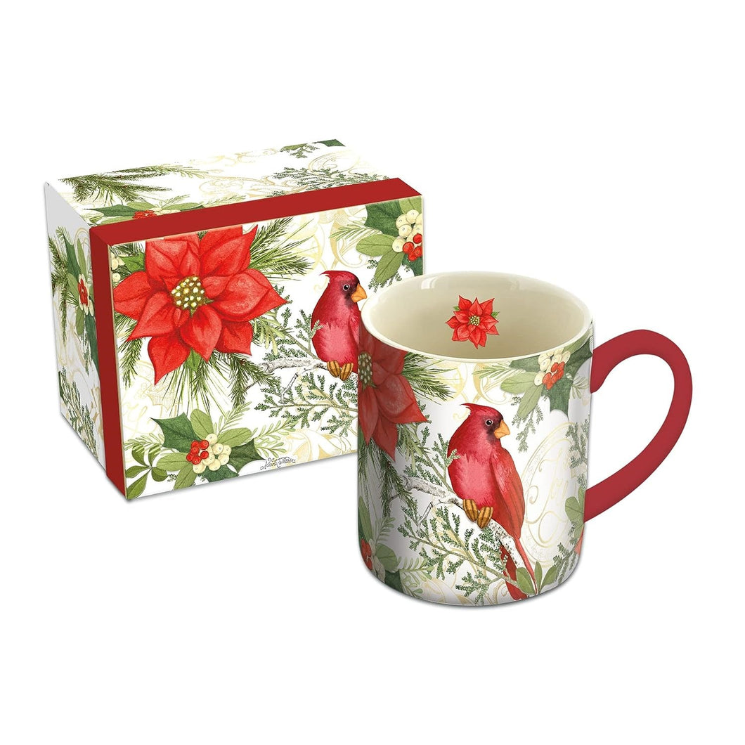 Mug-Poinsettia Cardinal W/ Gift Box (14 Oz)