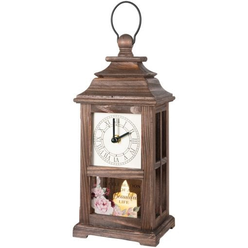 Clock Lantern w/Flameless LED Candle-In Celebration (13