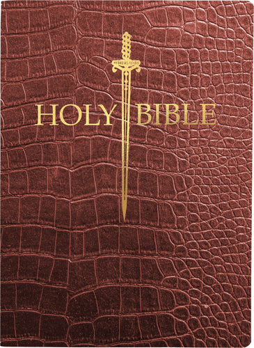 KJV Sword Bible Large Print-Walnut Alligator Bonded Leather Indexed