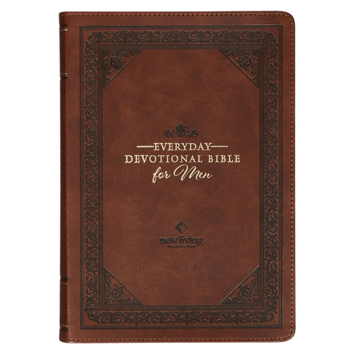 Devotional Bible NLT For Men-Faux Leather-Brown