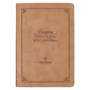 Devotional Bible NLT For Men-Faux Leather-Khaki