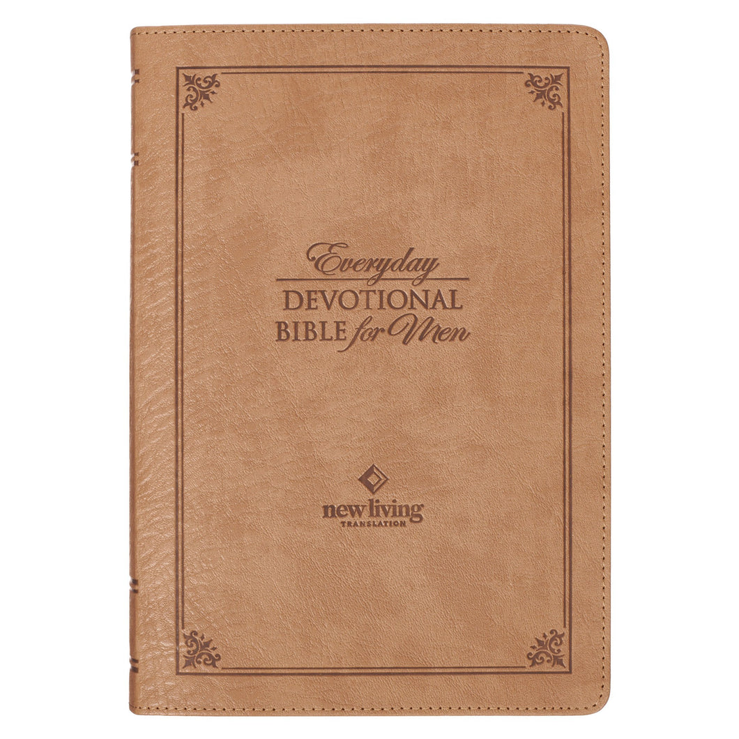 Devotional Bible NLT For Men-Faux Leather-Khaki