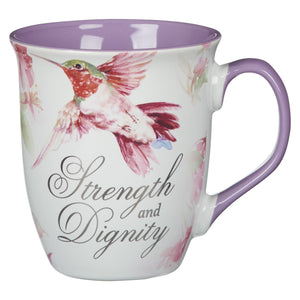 Mug-Purple Hummingbird-Strength & Dignity-Prov. 31:25