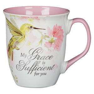 Mug-Pink Hummingbird-My Grace-1 Cor. 12:9