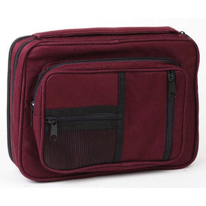 Bible Cover-Canvas Organizer W/Study Kit-Burgundy-Large